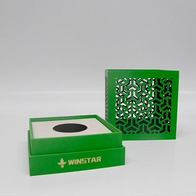 Green Lid And Base Hollow Square Perfume Box